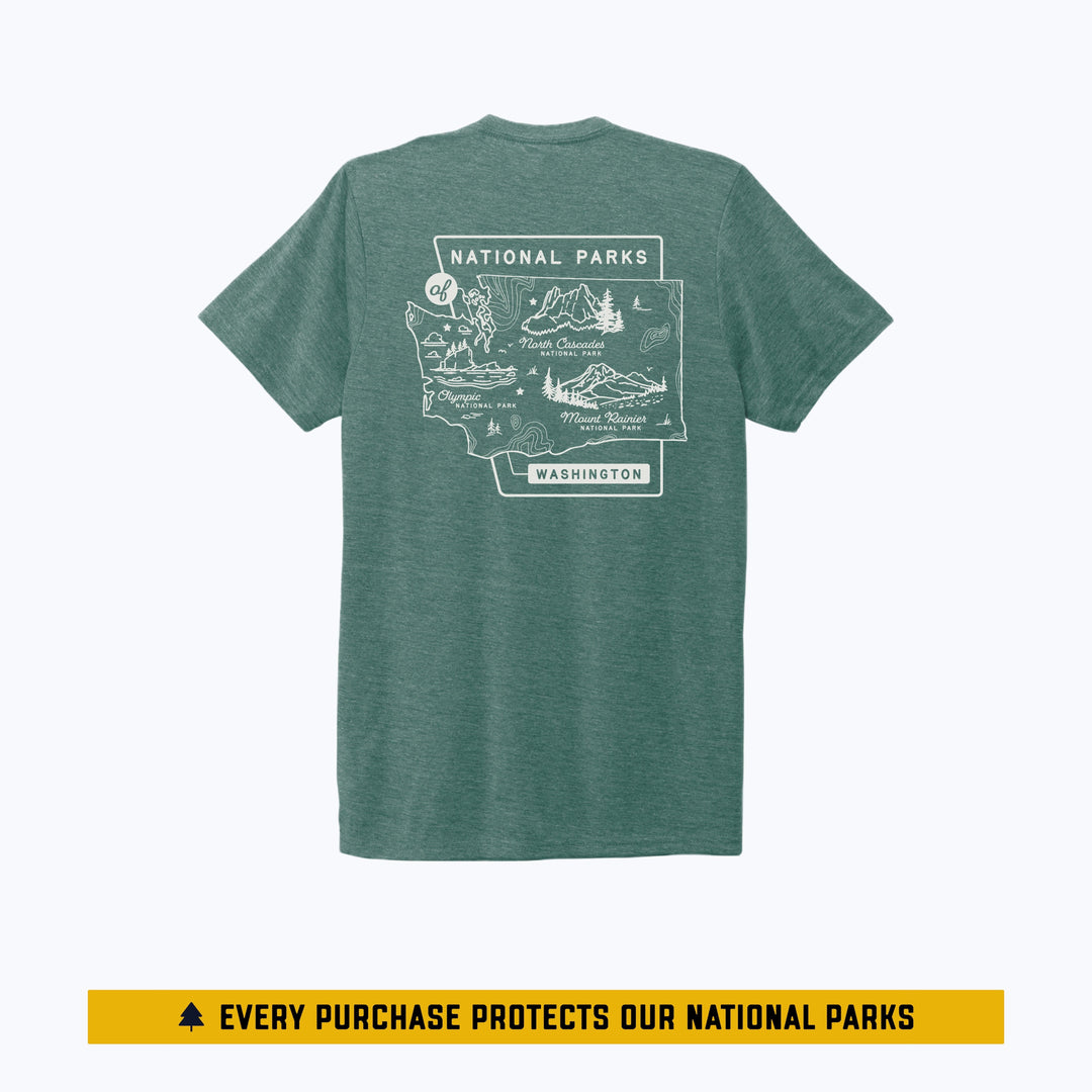 Washington National Parks Unisex Eco Tee - Sea Green