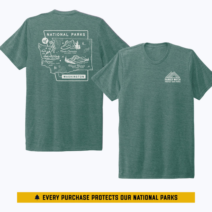 Washington National Parks Unisex Eco Tee - Sea Green