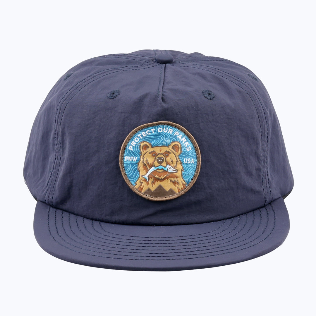 Protect Our Parks Bear Patch Nylon Snapback Cap - Navy