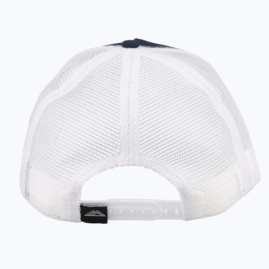 The Mountain Is Out Rope Trucker Snapback Cap - Navy/White