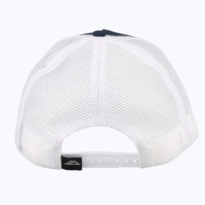 The Mountain Is Out Rope Trucker Snapback Cap - Navy/White