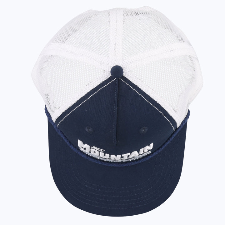The Mountain Is Out Rope Trucker Snapback Cap - Navy/White