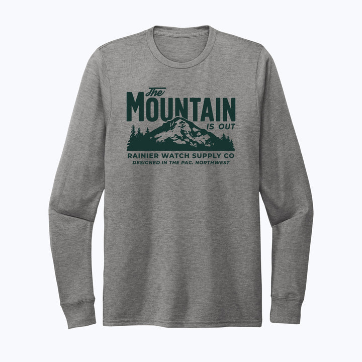 The Mountain Is Out Unisex Eco Tee - Long Sleeve - Heather Gray