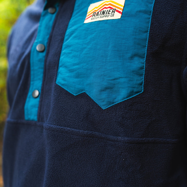 Turbo Recycled Fleece Pullover Jacket - Navy