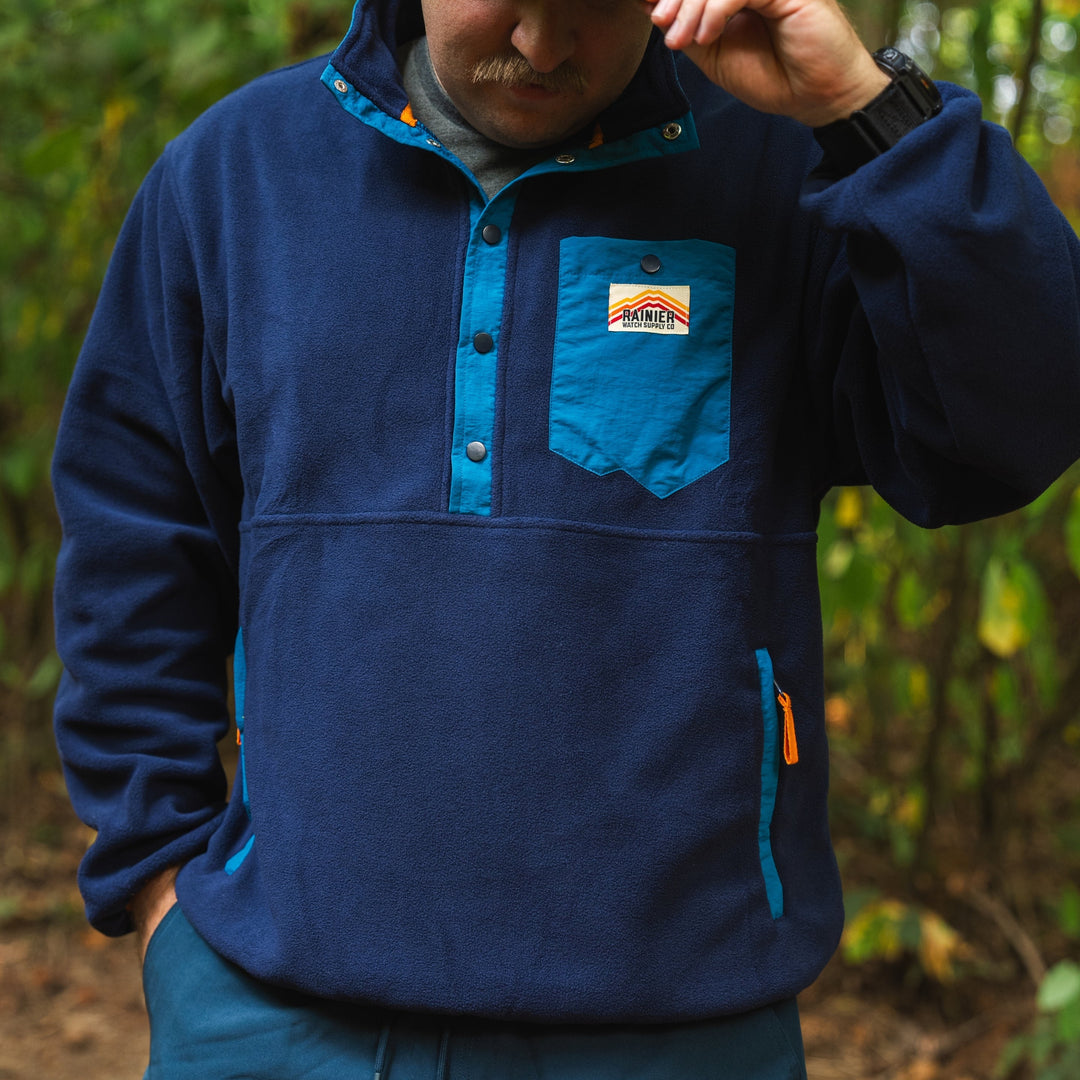 Turbo Recycled Fleece Pullover Jacket - Navy