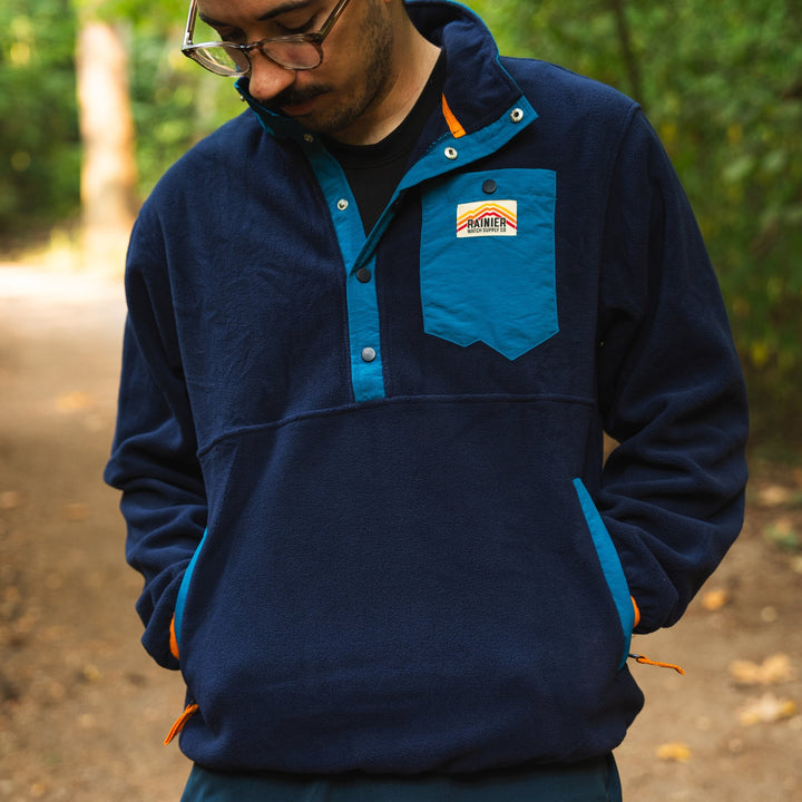Turbo Recycled Fleece Pullover Jacket - Navy